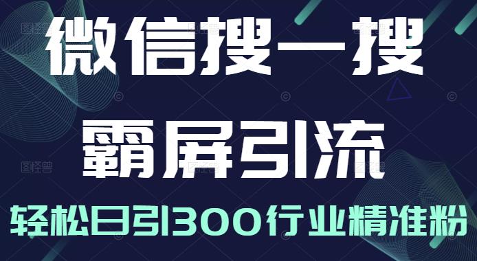 微信搜一搜霸屏引流课，打造被动精准引流系统，轻松日引300行业精准粉【无水印】_优优资源网