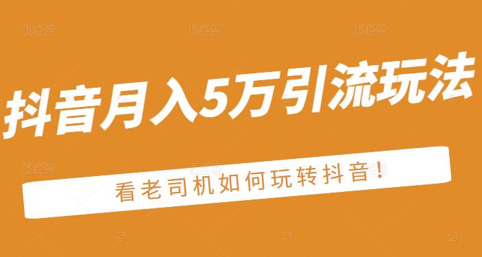 老古董·抖音月入5万引流玩法，看看老司机如何玩转抖音(附赠：抖音另类引流思路)_优优资源网