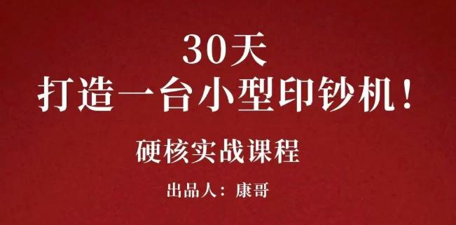 康哥30天打造一台小型印钞机：躺赚30万的项目完整复盘（视频教程）_优优资源网