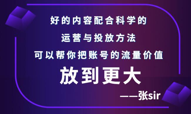 张sir账号流量增长课，告别海王流量，让你的流量更精准_优优资源网