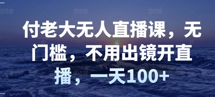 付老大无人直播课，无门槛，不用出镜开直播，一天100_优优资源网