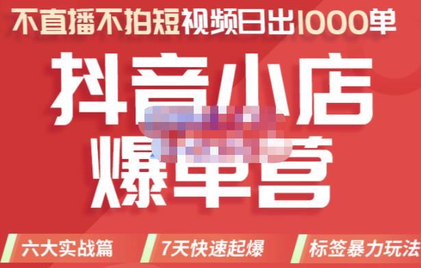 2022年抖音小店爆单营，不直播、不拍短视频、日出1000单，暴力玩法_优优资源网