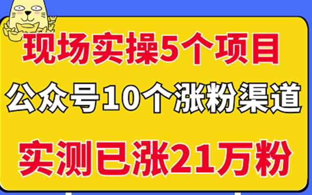 现场实操5个公众号项目，10个涨粉渠道，实测已涨21万粉！_优优资源网