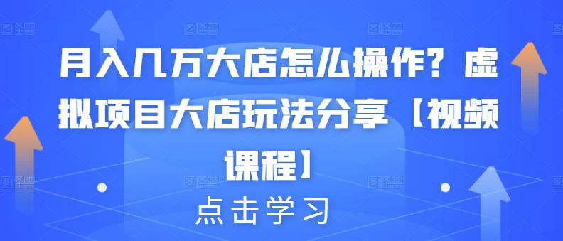 月入几万大店怎么操作？虚拟项目大店玩法分享【视频课程】_优优资源网