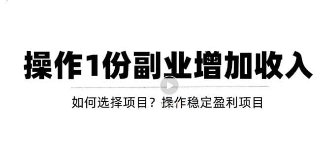 新手如何通过操作副业增加收入，从项目选择到玩法分享！【视频教程】_优优资源网