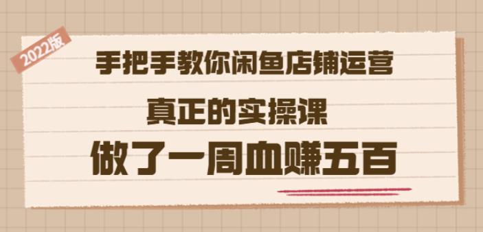 2022版《手把手教你闲鱼店铺运营》真正的实操课做了一周血赚五百(16节课)_优优资源网