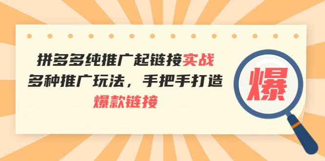 拼多多纯推广起链接实战：多种推广玩法，手把手打造爆款链接_优优资源网