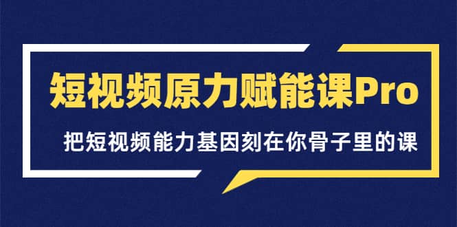 短视频原力赋能课Pro，把短视频能力基因刻在你骨子里的课（价值4999元）_优优资源网