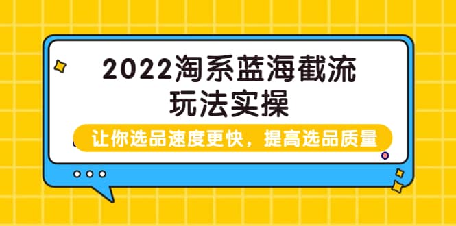 2022淘系蓝海截流玩法实操：让你选品速度更快，提高选品质量（价值599）_优优资源网