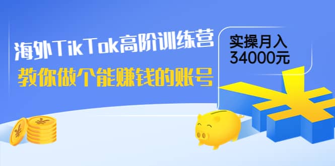 海外TikTok高阶训练营：教你做个能赚钱的账号，实操月入34000元！_优优资源网