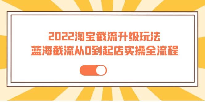 2022淘宝截流升级玩法：蓝海截流从0到起店实操全流程 价值千元_优优资源网