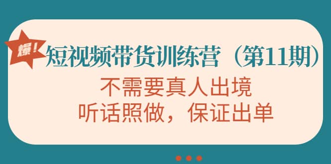 短视频带货训练营（第11期），不需要真人出境，听话照做，保证出单_优优资源网