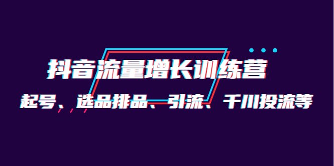 月销1.6亿实操团队·抖音流量增长训练营：起号、选品排品、引流 千川投流等_优优资源网