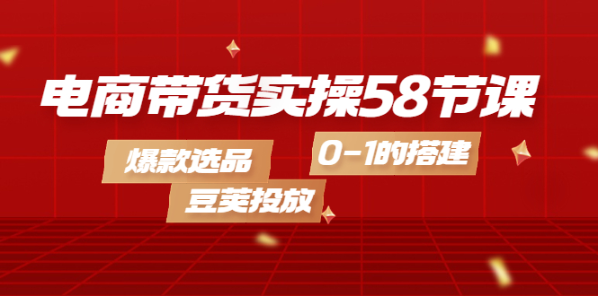 电商带货实操58节课，爆款选品，豆荚投放，0-1的搭建_优优资源网