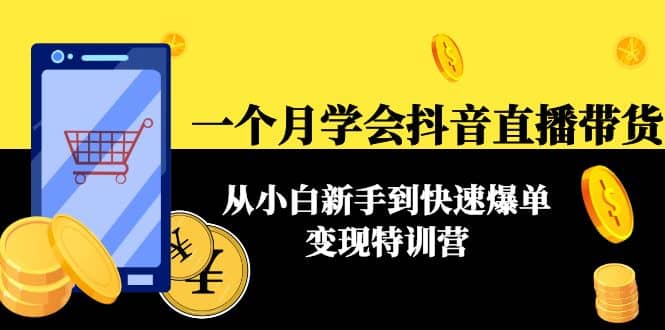 一个月学会抖音直播带货：从小白新手到快速爆单变现特训营(63节课)_优优资源网