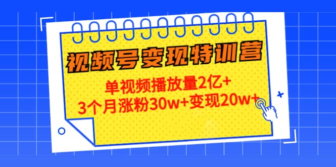 20天视频号变现特训营：单视频播放量2亿_优优资源网