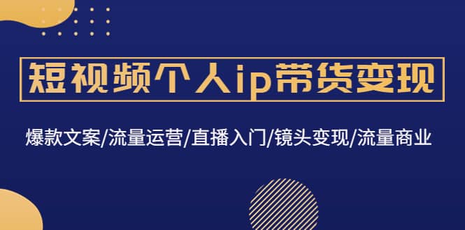 短视频个人ip带货变现：爆款文案/流量运营/直播入门/镜头变现/流量商业_优优资源网