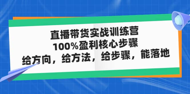 直播带货实战训练营：100%盈利核心步骤，给方向，给方法，给步骤，能落地_优优资源网