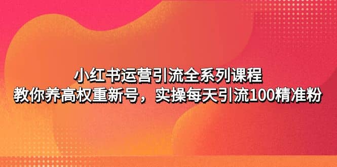 小红书运营引流全系列课程：教你养高权重新号_优优资源网