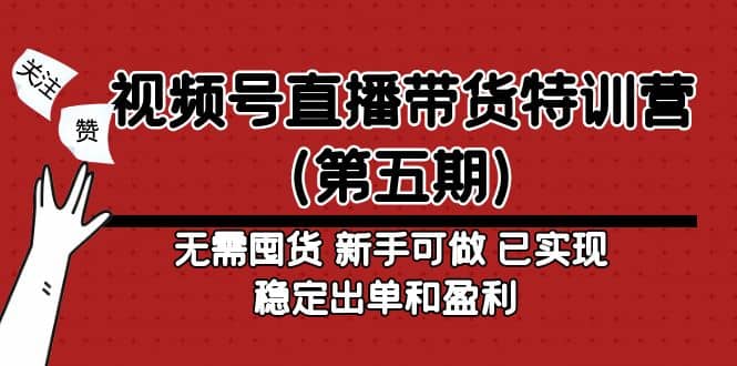 视频号直播带货特训营（第五期）无需囤货 新手可做 已实现稳定出单和盈利_优优资源网