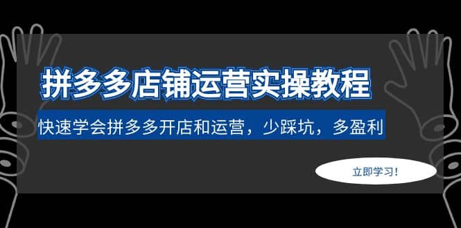 拼多多店铺运营实操教程：快速学会拼多多开店和运营，少踩坑，多盈利_优优资源网