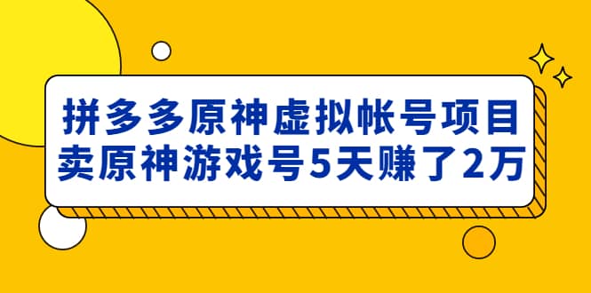 外面卖2980的拼多多原神虚拟帐号项目_优优资源网