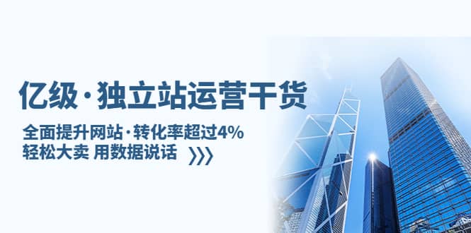 独立站运营干货：全面提升网站·转化率超过4%，轻松大卖 用数据说话_优优资源网