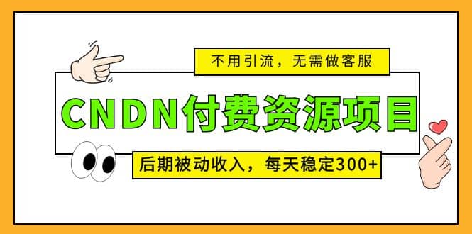 CNDN付费资源项目，不用引流，无需做客服，后期被动收入_优优资源网