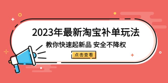 2023年最新淘宝补单玩法，教你快速起·新品，安全·不降权（18课时）_优优资源网