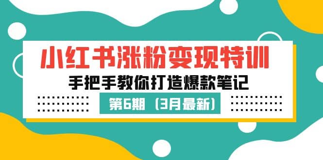 小红书涨粉变现特训·第6期，手把手教你打造爆款笔记（3月新课）_优优资源网