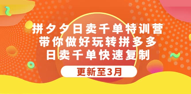 拼夕夕日卖千单特训营，带你做好玩转拼多多，日卖千单快速复制 (更新至3月)_优优资源网