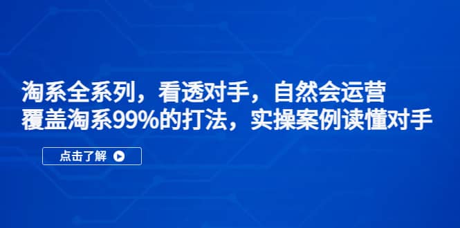 淘系全系列，看透对手，自然会运营，覆盖淘系99%·打法，实操案例读懂对手_优优资源网