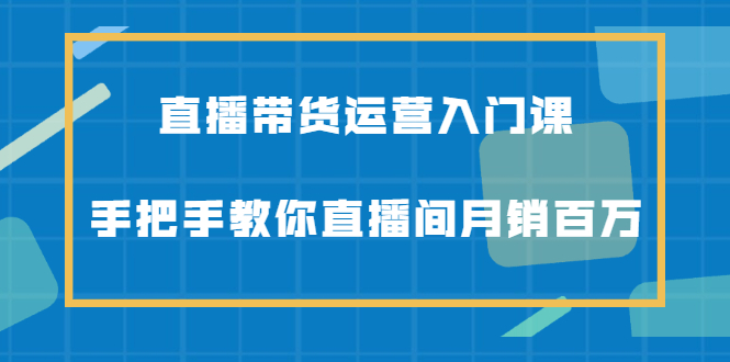 直播带货运营入门课，手把手教你直播间月销百万_优优资源网