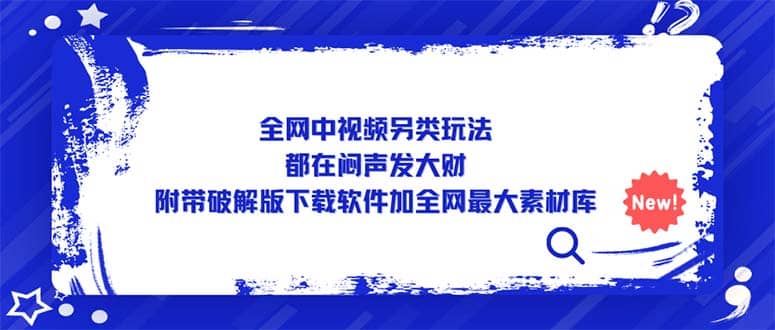 全网中视频另类玩法，都在闷声发大财，附带下载软件加全网最大素材库_优优资源网