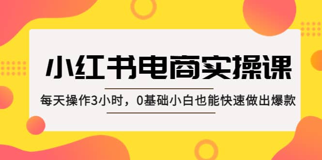 小红书·电商实操课：每天操作3小时，0基础小白也能快速做出爆款_优优资源网