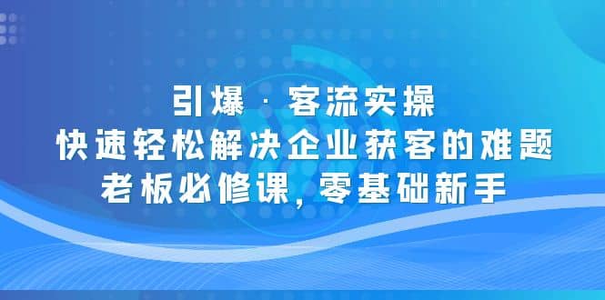 引爆·客流实操：快速轻松解决企业获客的难题，老板必修课，零基础新手_优优资源网