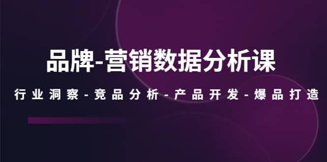 品牌-营销数据分析课，行业洞察-竞品分析-产品开发-爆品打造_优优资源网