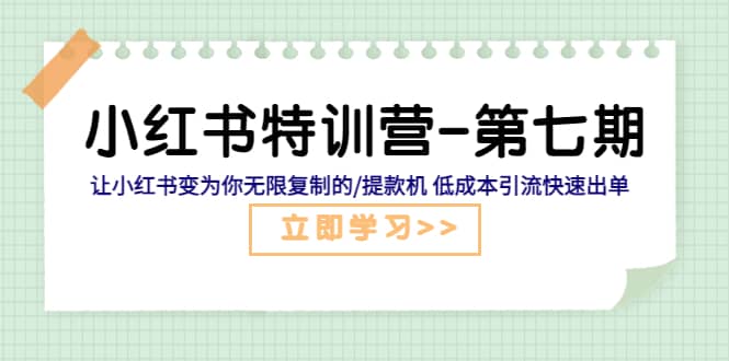 小红书特训营-第七期 让小红书变为你无限复制的/提款机 低成本引流快速出单_优优资源网