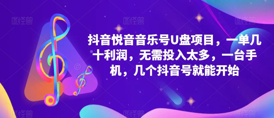 抖音音乐号U盘项目 一单几十利润 无需投入太多 一台手机 几个抖音号就开始_优优资源网