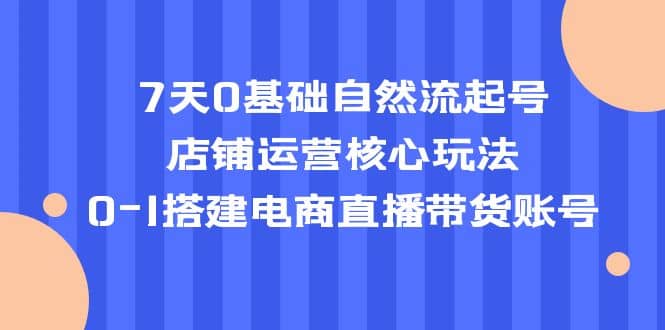 7天0基础自然流起号，店铺运营核心玩法，0-1搭建电商直播带货账号_优优资源网