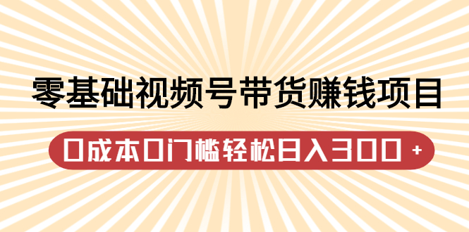 零基础视频号带货赚钱项目，0成本0门槛轻松日入300 【视频教程】_优优资源网