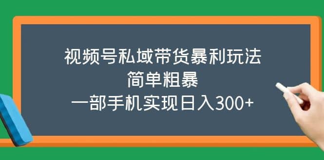 视频号私域带货暴利玩法，简单粗暴_优优资源网