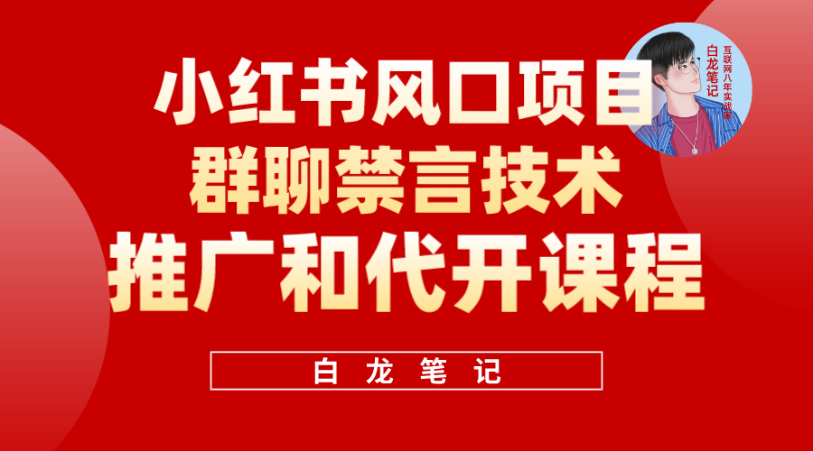 小红书风口项目日入300 ，小红书群聊禁言技术代开项目，适合新手操作_优优资源网