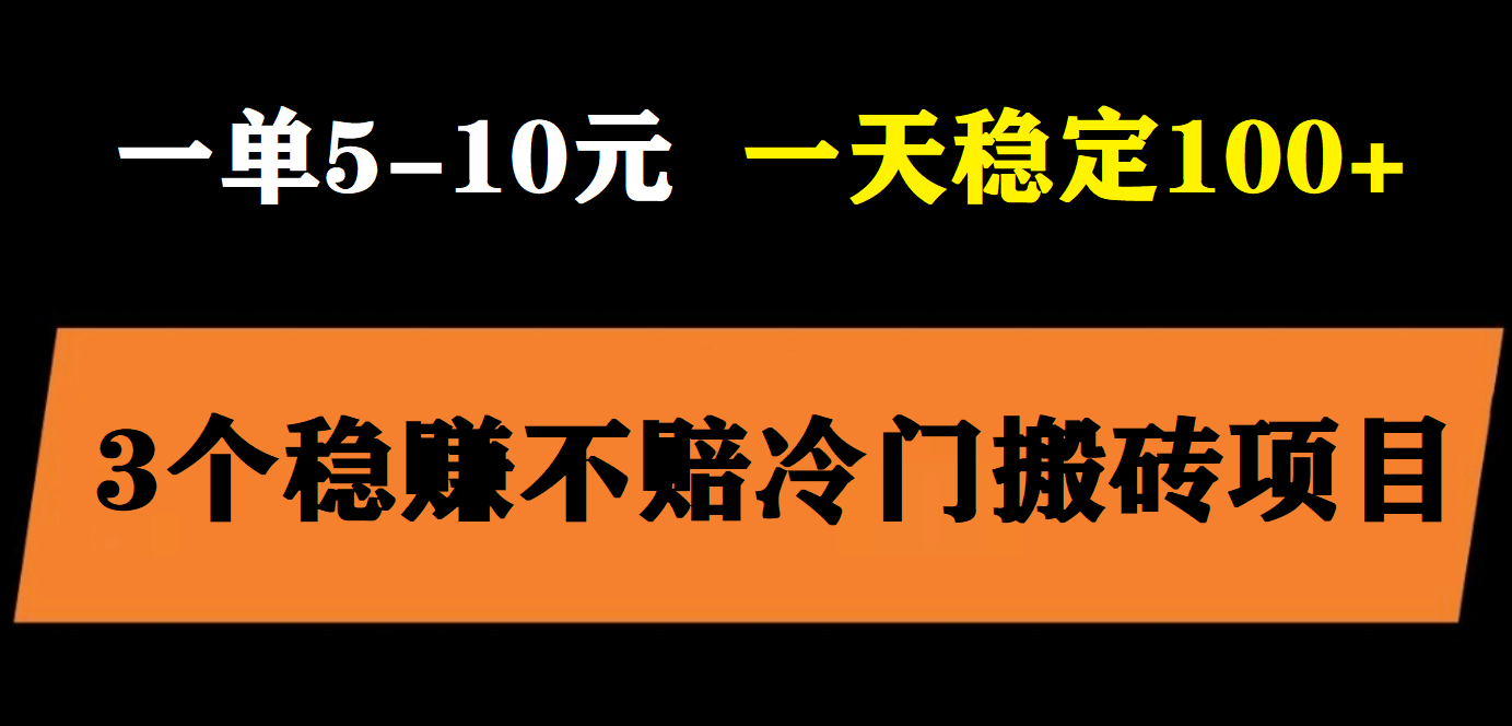 3个最新稳定的冷门搬砖项目，小白无脑照抄当日变现日入过百_优优资源网