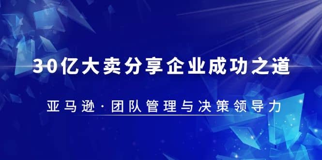 30·亿大卖·分享企业·成功之道-亚马逊·团队管理与决策领导力_优优资源网