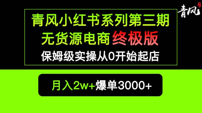 小红书无货源电商爆单终极版【视频教程 实战手册】保姆级实操从0起店爆单_优优资源网