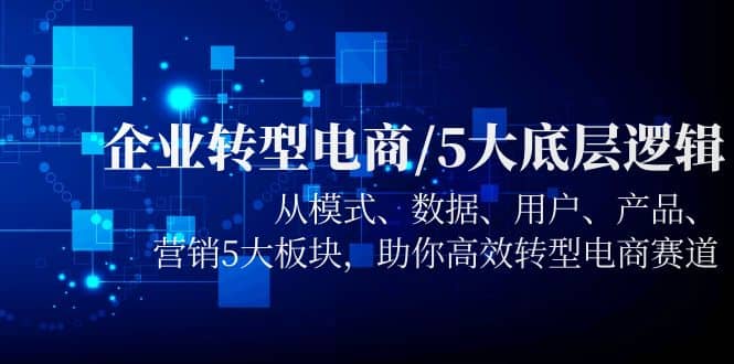 企业转型电商/5大底层逻辑，从模式 数据 用户 产品 营销5大板块，高效转型_优优资源网