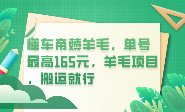 懂车帝薅羊毛，单号最高165元，羊毛项目，搬运就行_优优资源网