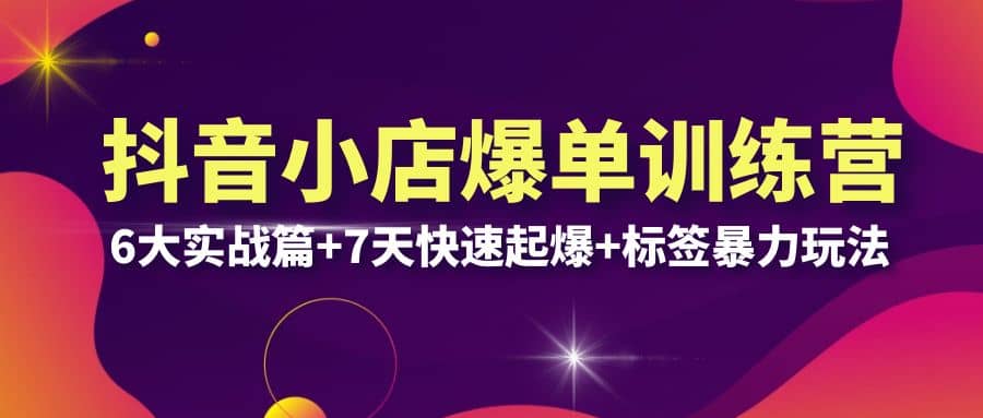 抖音小店爆单训练营VIP线下课：6大实战篇 7天快速起爆 标签暴力玩法(32节)_优优资源网