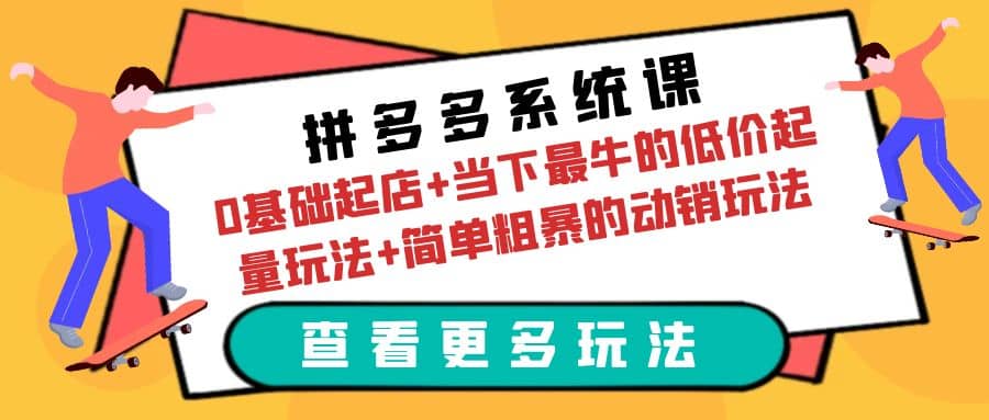 拼多多系统课：0基础起店 当下最牛的低价起量玩法 简单粗暴的动销玩法_优优资源网